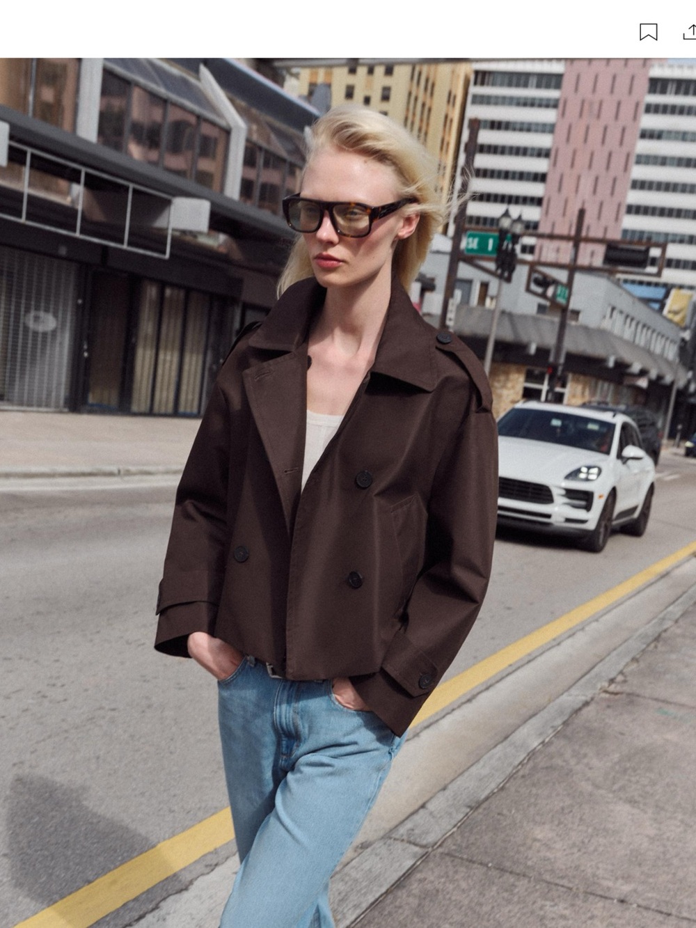 Zara Dark Brown Cropped Trench Coat